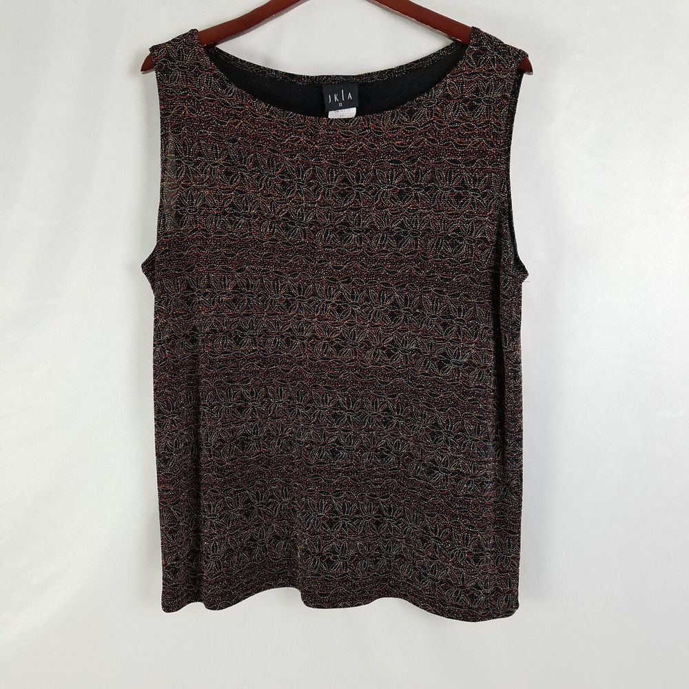 JKLA Shirt Womens 1X Multicolor Top Sleeveless Round Neck Blouse‎ USA